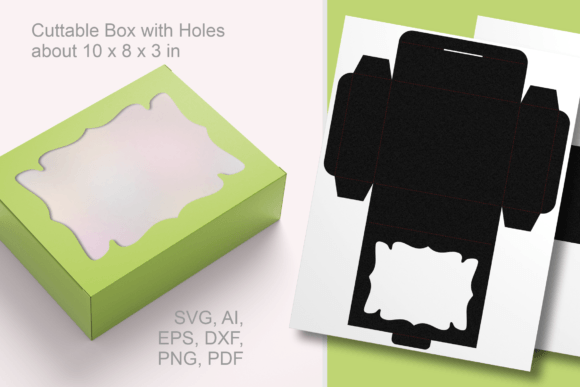 3D SVG Gift Boxes: Window with Curved Lines Rectangular Box