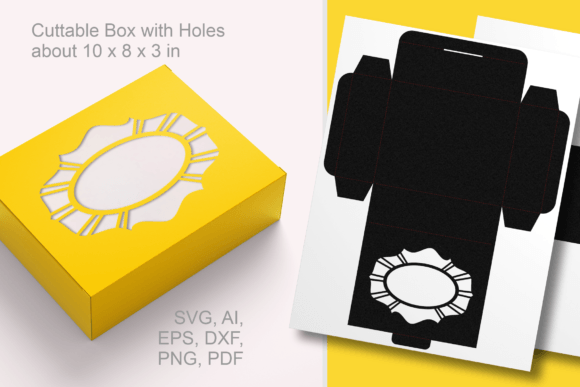 Box with Oval Window N Radiating Frame 3D SVG Gift Boxes