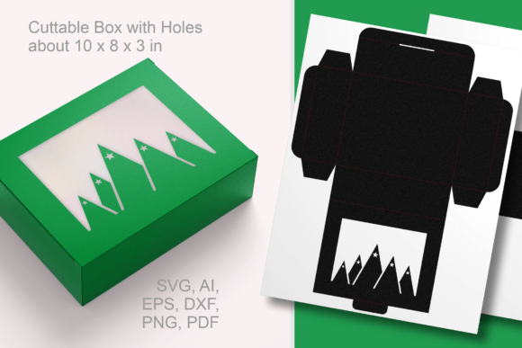Christmas Trees Landscape 3D SVG for Gift Boxes