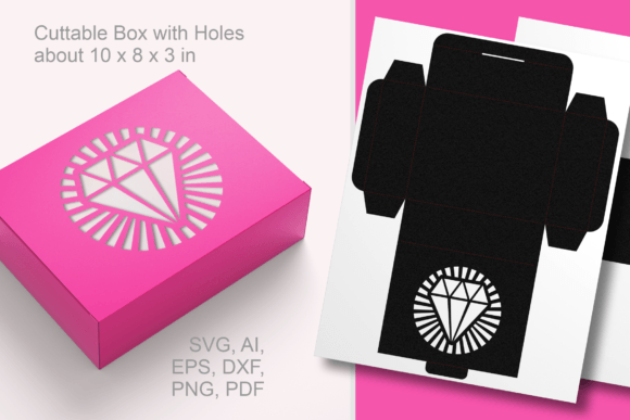 Diamond Rectangular Favor Box Template: 3D SVG Gift Boxes