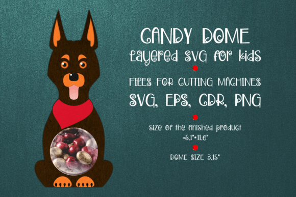 Doberman Pinscher Candy Dome 3D SVG Shapes