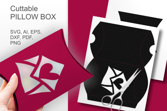 Heart N Envelope Pillow Favor Box SVG: 3D Gift Boxes