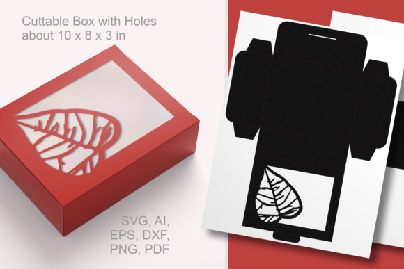 Linden Leaf in Wide Window Favor Box 3D SVG Shapes