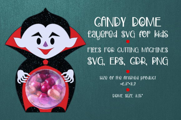 Little Vampire Halloween Candy Dome: 3D SVG Shapes