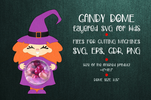 Little Witch Halloween Candy Dome: 3D SVG Shapes