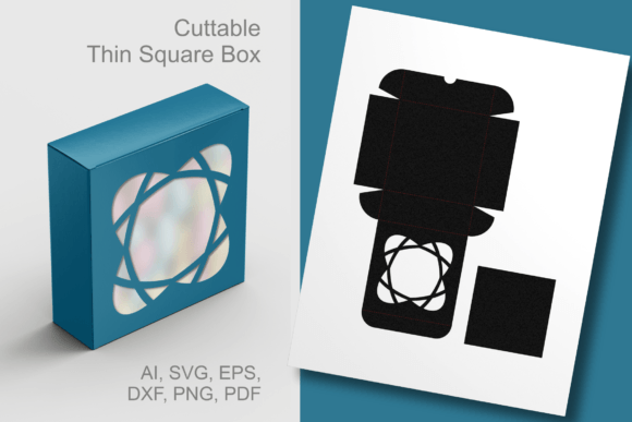 Quadratic Crossed Form Holes Square Box: 3D SVG Shapes