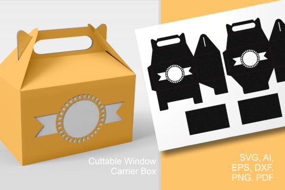 Round Window with Ribbon Gable Box 3D SVG for Gift Boxes