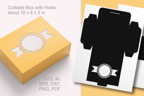 Round Window with Ribbon Rectangular Box 3D SVG