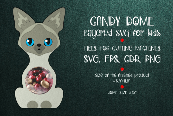 Siamese Cat Candy Dome Template: 3D SVG Shapes