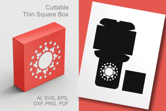 Trefoil Rosette Window Thin Square Box 3D SVG Shapes