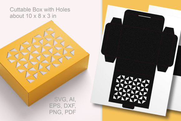 Triangles Patterned Rectangular Gift Box 3D SVG Shapes