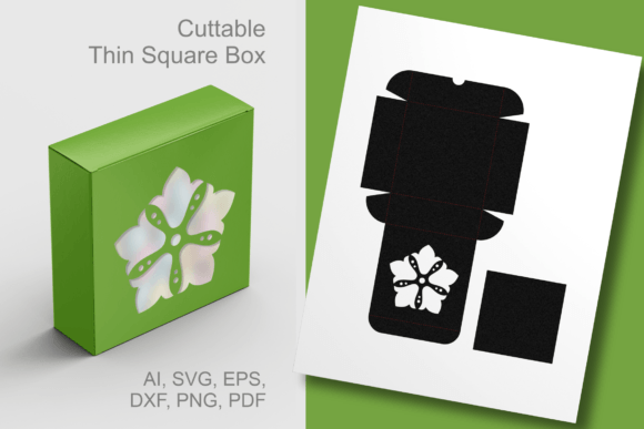 Tulips Pentagon Thin Square Box 3D SVG Shapes