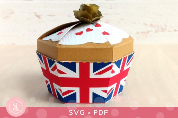 Union Flag Cupcake Box 3D SVG for Gift Boxes